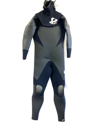 中古ウェットスーツ /5mm3mmhoodflapzipセミドライ/サイズ《メンズspecial》サーフィン専用/グライズ/secondnopp154