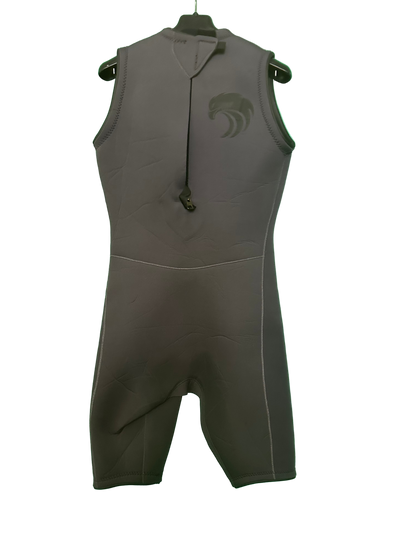 Used by professional swimmer Yoshinao Kudo. New price: ¥88,000 → ¥19,800. Used wetsuit / 2mm backzip short johns (Men's MLS) in silver black.