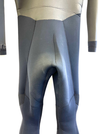 Used wetsuit / 3mm flap zip semi-dry / size {Men's MLS} surfing only / Grise / left wrist tie-dye black kudo / secondnopp150