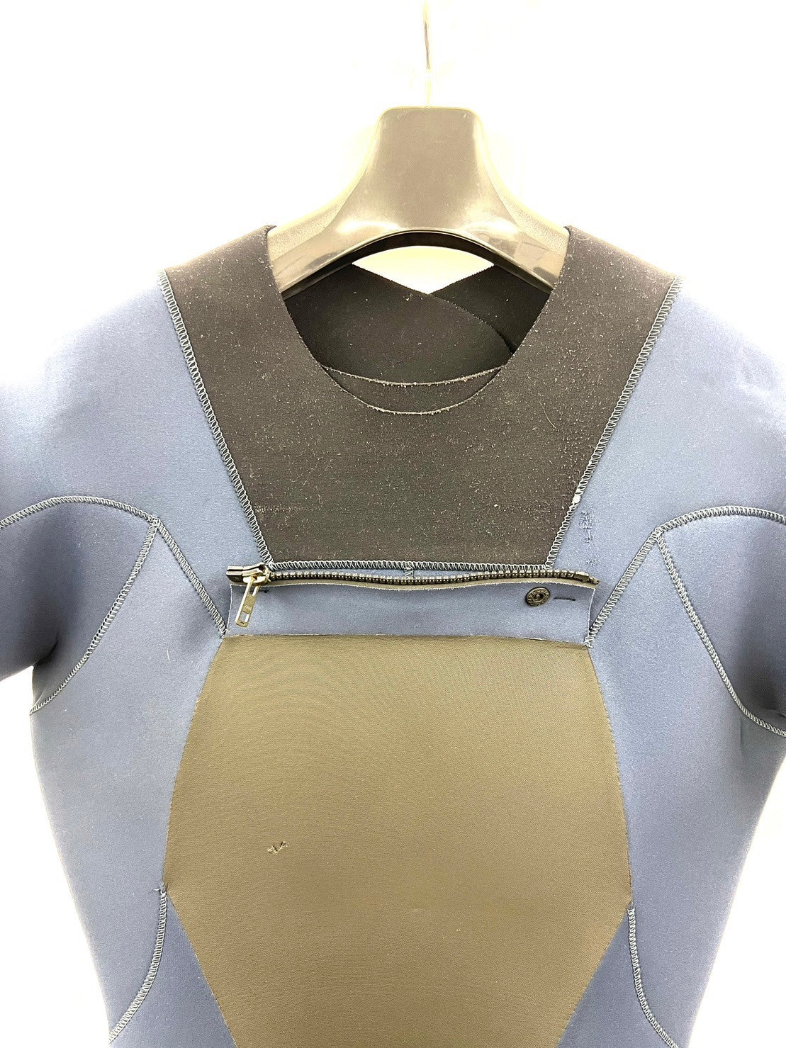 中古ウェットスーツ / 3/2mmflap zipp/ seagull/サイズ《メンズＬspcialJUNBOO》サーフィン専用/グライズ/シルバー/secondnopp162