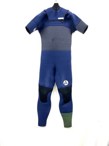 中古ウェットスーツ / 3/2mmflap zip/ puzzle /seagull/サイズ《メンズＬspcialJUNBOO》サーフィン専用/グライズ/シルバー/secondnopp163