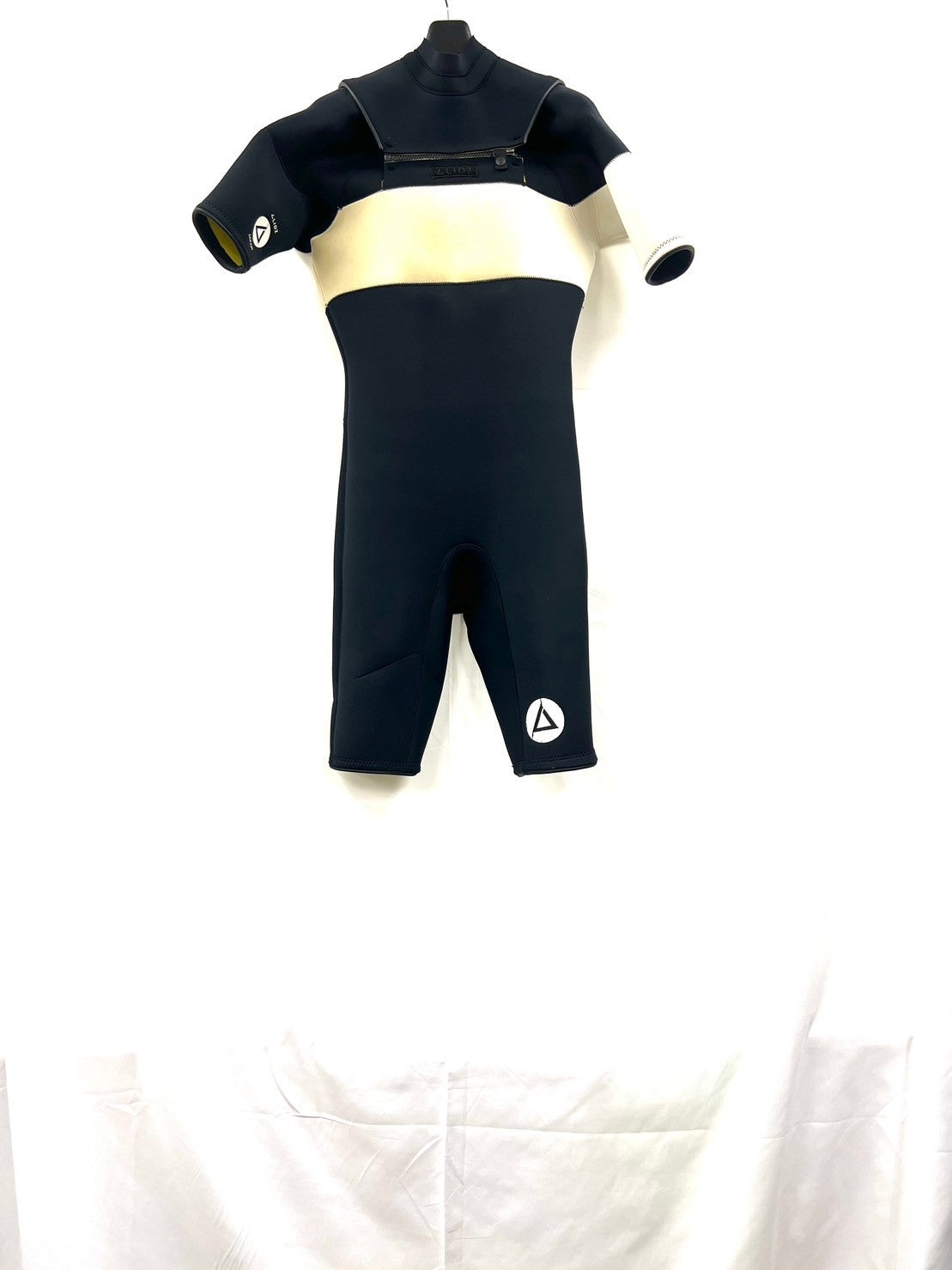 中古ウェットスーツ / 2/2mmflap zip/ puzzle /半袖spring/サイズ《メンズＬspcialJUNBOO》サーフィン専用/グライズ/シルバー/secondnopp164