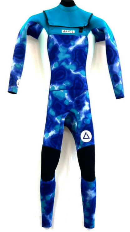 Used wetsuits / 3mm flap zip full suits / size 《kids 130》 surfing only / Grise / Tblueaquaice / secondnopp172